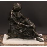 James Pradier (1790 - 1852), after, a dark patinated bronze, Sappho, signed in the maquette, Susse