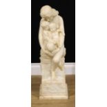 Italian School (19th century), a large alabaster group, A Mother's Love, 81cm high