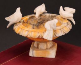 An Italian Grand Tour Sienna marble model, The Capitoline Doves, after the antique, 15cm diameter,