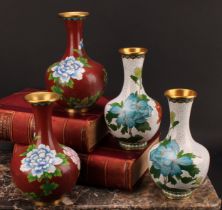 A pair of Chinese cloisonné enamel ovoid vases, 23cm high, 20th century; another pair, similar (4)