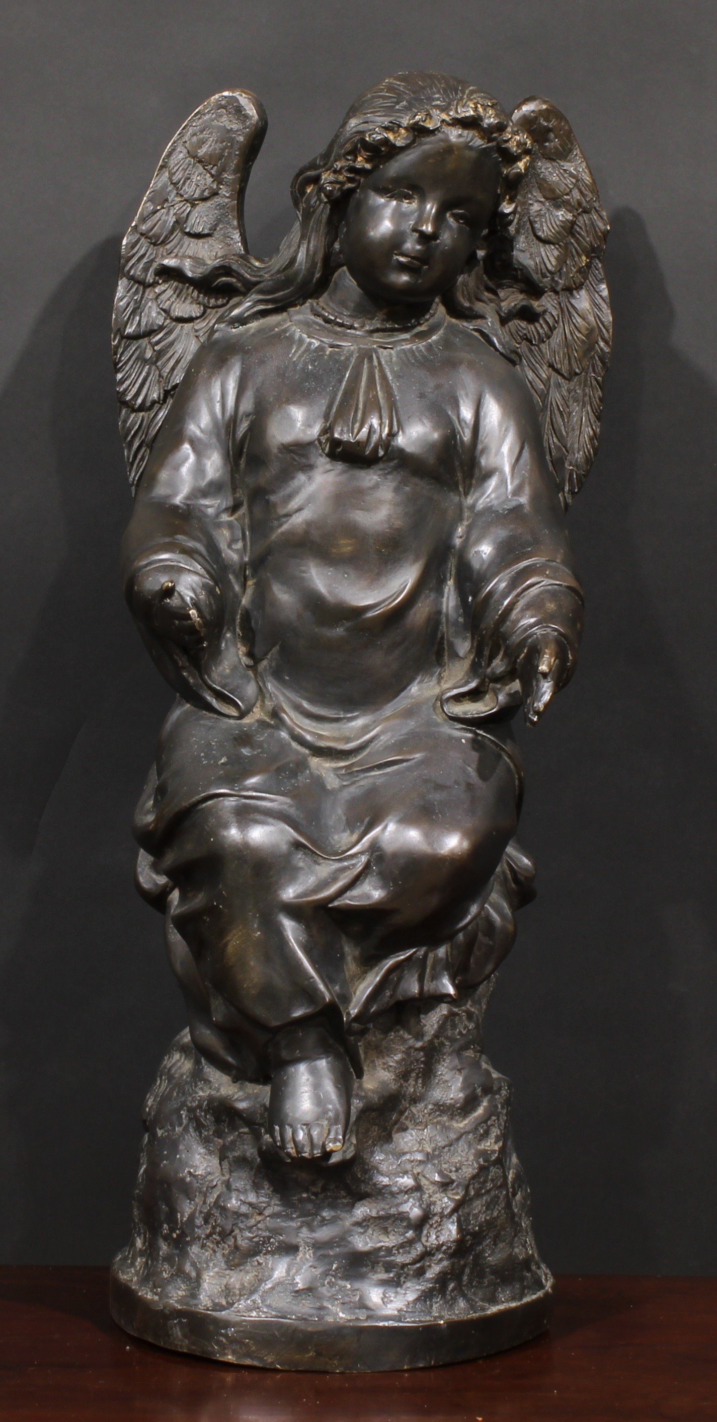 After Giuseppe Castiglione, a large dark patinated bronze figure, The Angelic Representation of