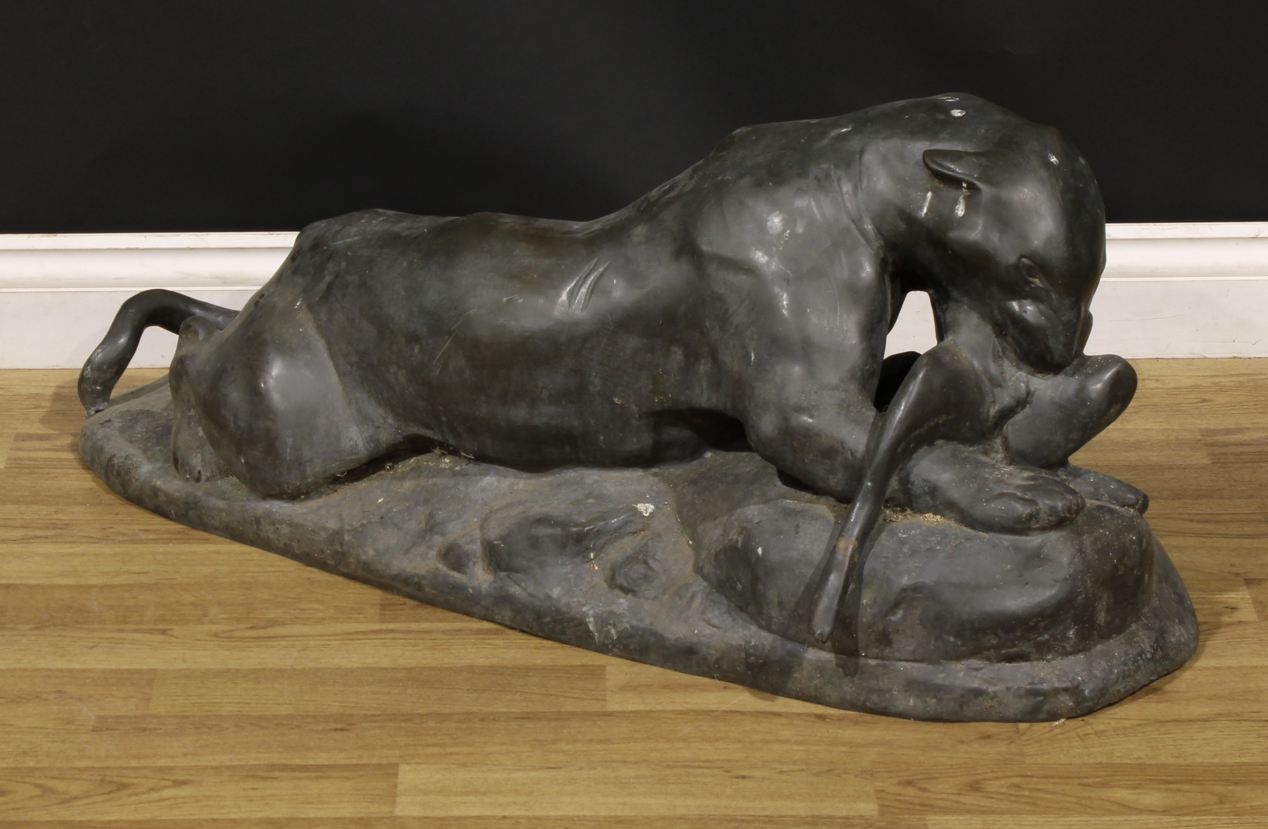 Continental School, 20th century, a large verdigris patinated bronze, The Kill, 99cm long - Image 2 of 3