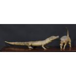 Taxidermy - a caiman, 107cm long; an armadillo, 37cm long (2)