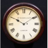 A 19th century mahogany circular wall timepiece, 28.5cm painted clock dial inscribed Wm. Russell &