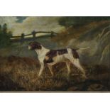 Circle of Charles Henry Schwanfelder (1774-1837), Study of a Pointer, alert in long grass, label