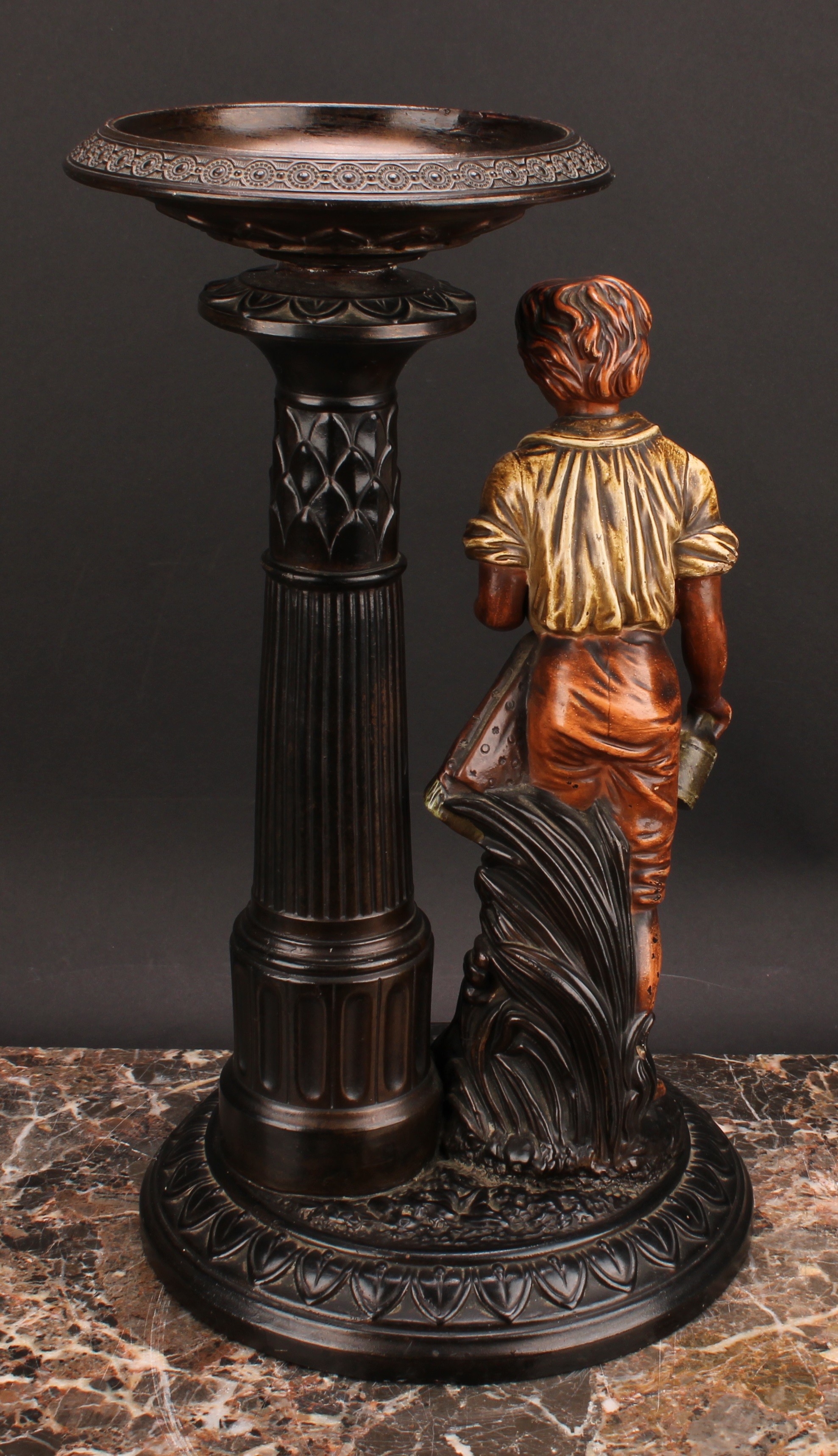 A pair of Gerbing & Stephan figural table comports, each as a young gatherer, he with a basket of - Image 9 of 10