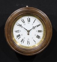 An unusual early 20th century wall timepiece, 24.5cm circular clock dial inscribed in twenty-four