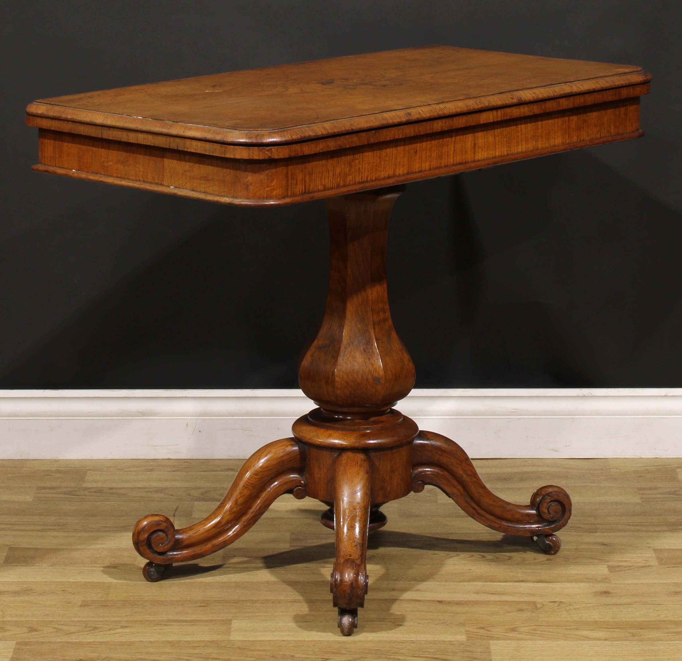 A Victorian oak card table, by William Constantine & Company (fl. 1834-1882), bears label FROM - Image 4 of 6