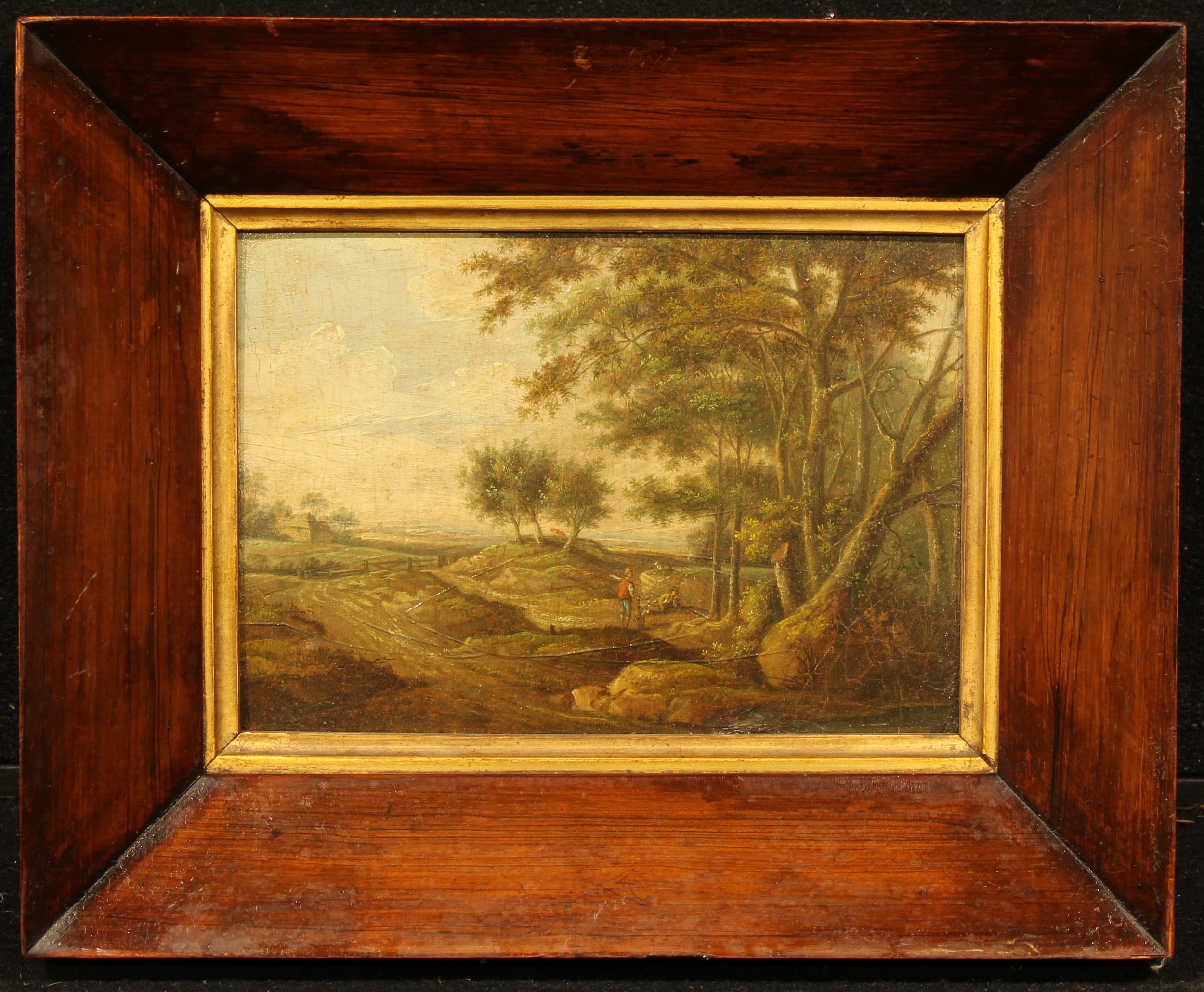 English School (early 19th century) Figures in an Extensive Landscape oil on panel, 12cm x 17.5cm - Image 2 of 3