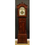 A George IV Lancashire mahogany longcase clock, 34cm arched brass dial inscribed EDMD SCHOLFIELD,