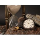 An early Victorian silver pair case pocket watch, by Deacon, Barton, 4.5cm white dial inscribed with