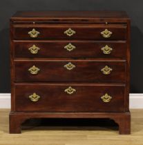 A George II mahogany caddy top bachelor’s chest, crossbanded top above a slide and four long