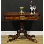 A Regency rosewood and brass marquetry card table, in the manner of William Trotter of Ballindean JP