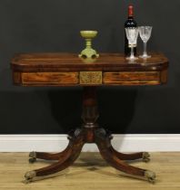 A Regency rosewood and brass marquetry card table, in the manner of William Trotter of Ballindean JP