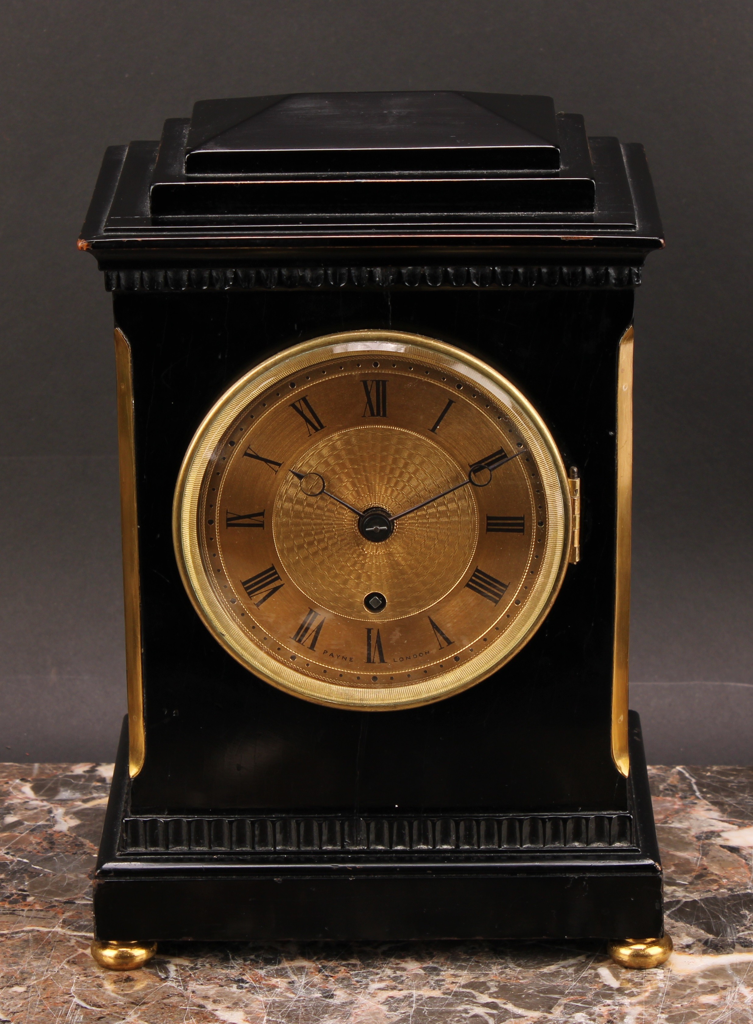 A 19th century ebonised bracket timepiece, of small proportions, 9.5cm engine turned gilt clock dial - Image 2 of 6