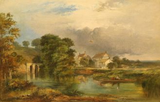 English School (19th century) Reculver Marshes inscribed, dated 1863, oil on canvas, 39cm x 60cm