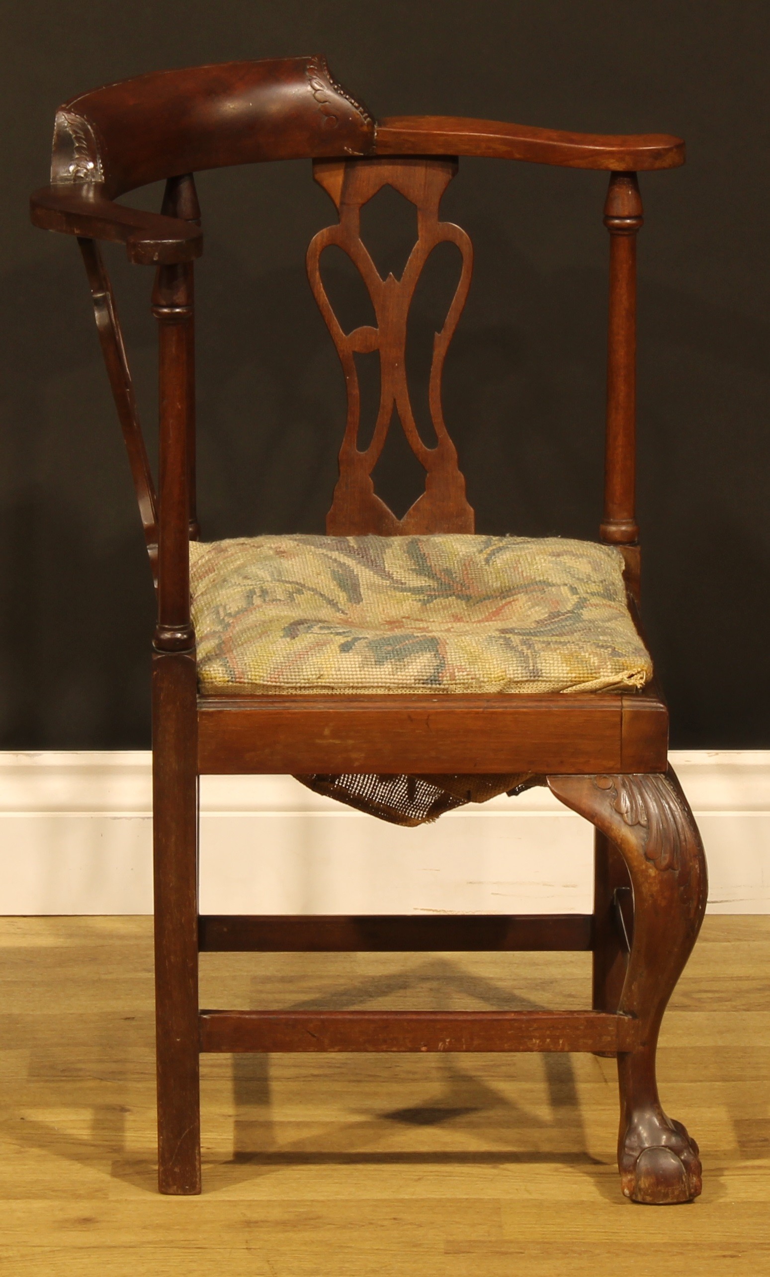A Chippendale Revival mahogany child’s corner chair, shaped and pierced splats, drop-in seat, - Image 2 of 5