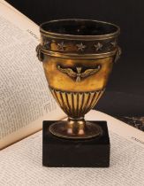 A French silver gilt vase, in the Empire taste, applied with masks and neoclassical motifs, black