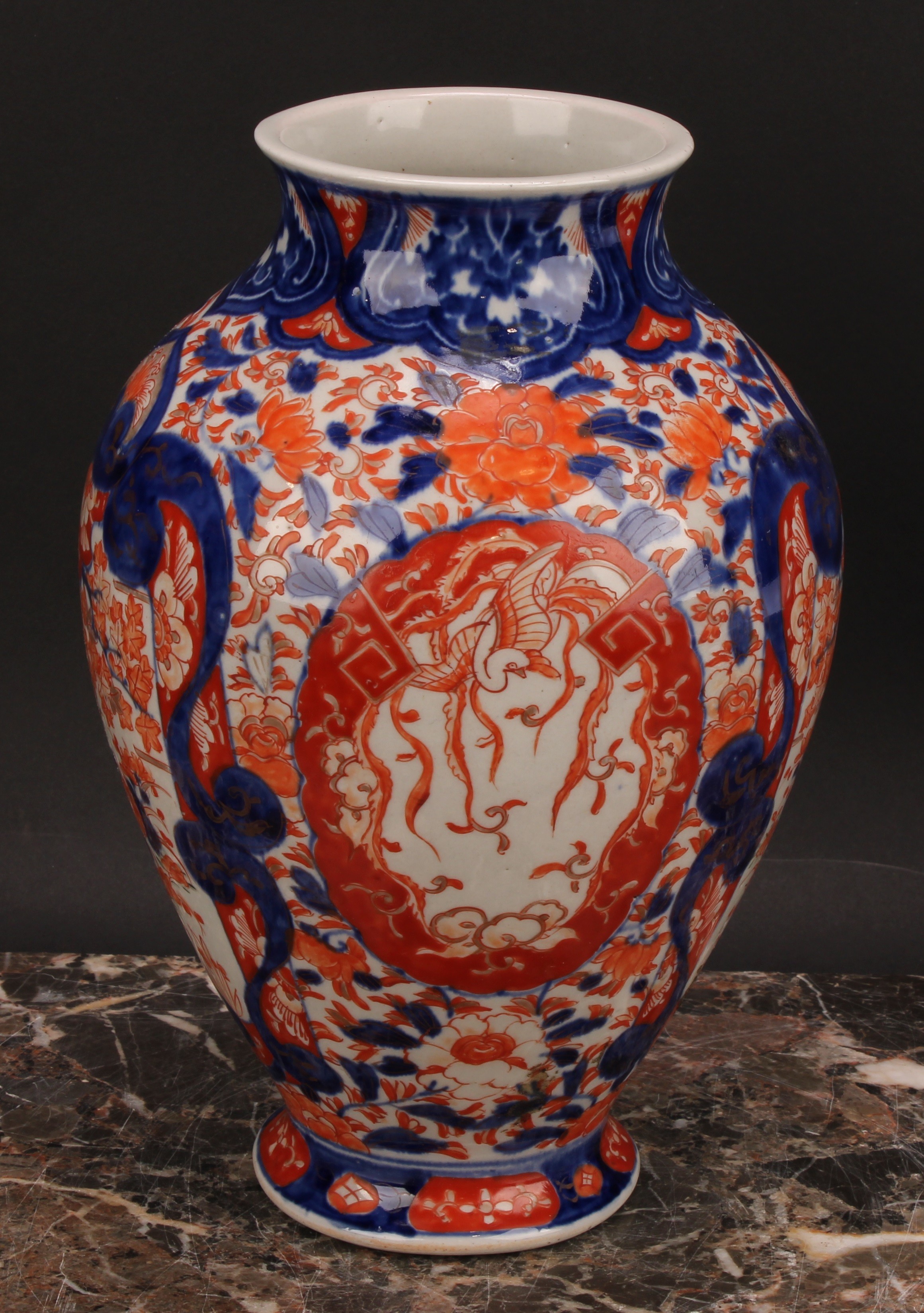 A Japanese ovoid vase, painted in the Imari palette, 24.5cm high, Meiji period - Image 3 of 5