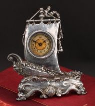 A late 19th century American cast metal desk timepiece, by The Ansonia Clock Company, 4.5cm clock