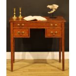 A George III oak lowboy, rectangular top above three cockbeaded drawers, tapered square legs, 74.5cm