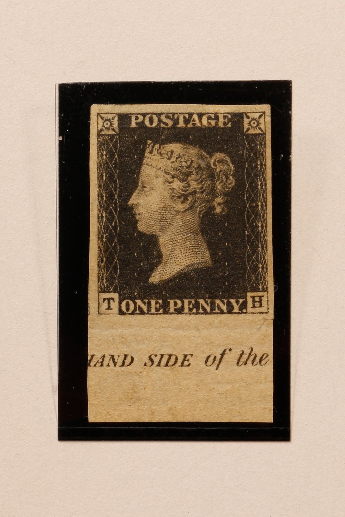 Stamps - QV 1840 1d black plate 5 very fine 4 margin unused own gum, small hinge cark, bottom - Image 2 of 3