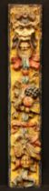 Interior Decoration - a large 19th century carved and polychrome painted rectangular panel, possibly