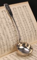 A Russian silver Fiddle pattern soup ladle,31cm long, kokoshnik mark, c.1896 - 1908, 208g