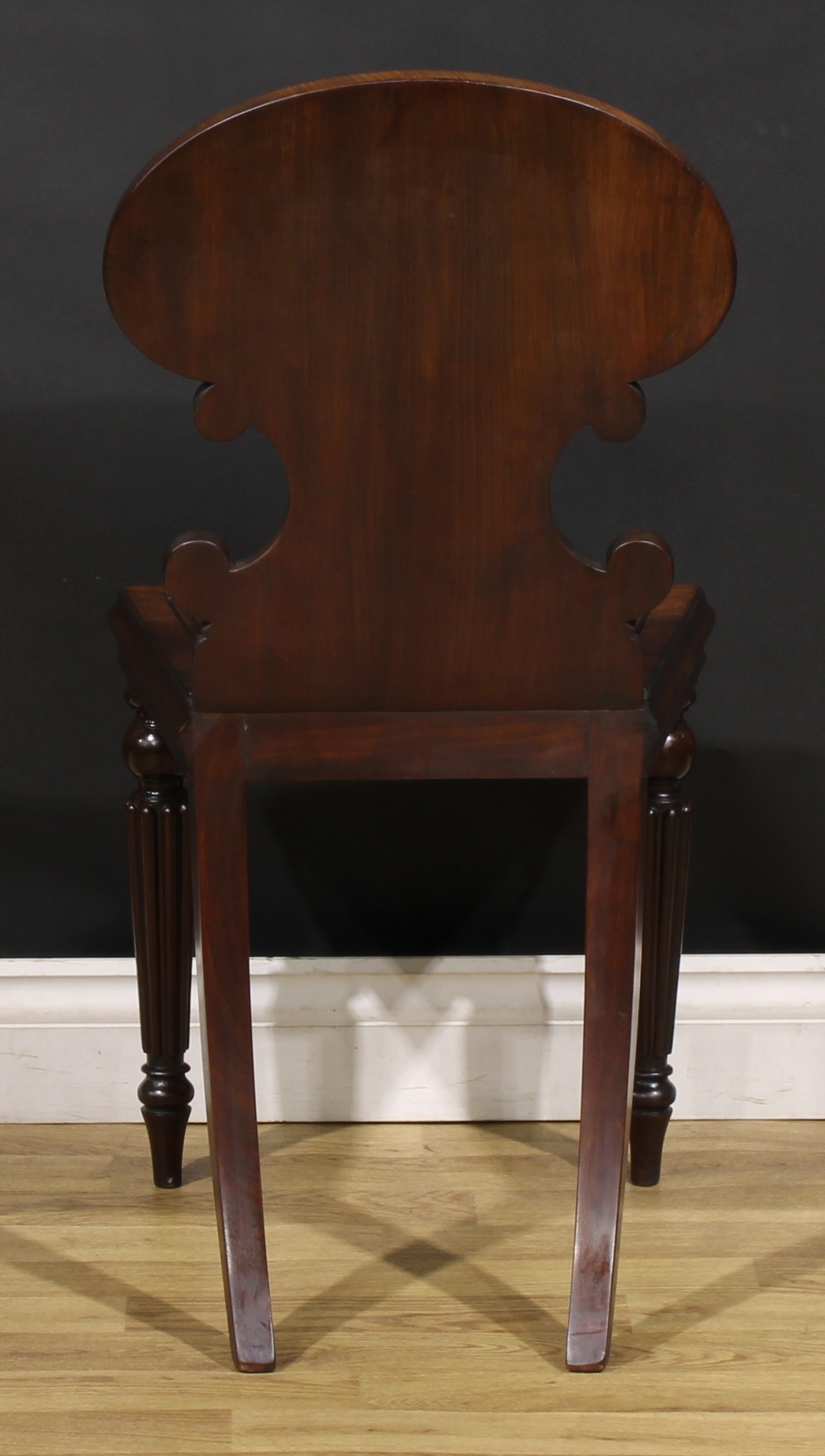 A pair of George IV mahogany hall chairs, in the manner of Gillows of Lancaster and London, each - Image 5 of 9