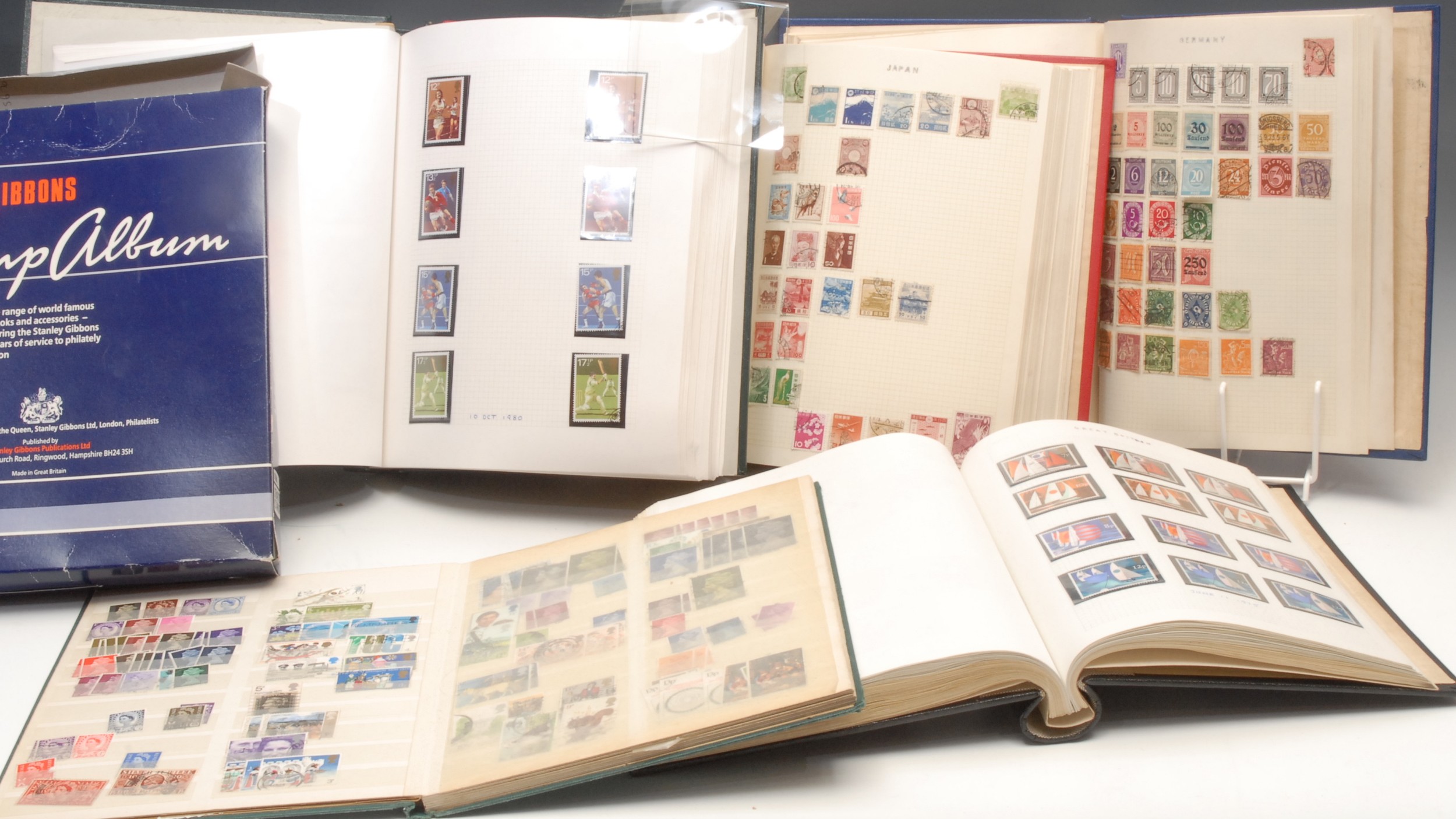 Stamps - four boxed stamp albums, GB and All World collection, GB QV-1992, f/v approx £100, china - Image 2 of 4