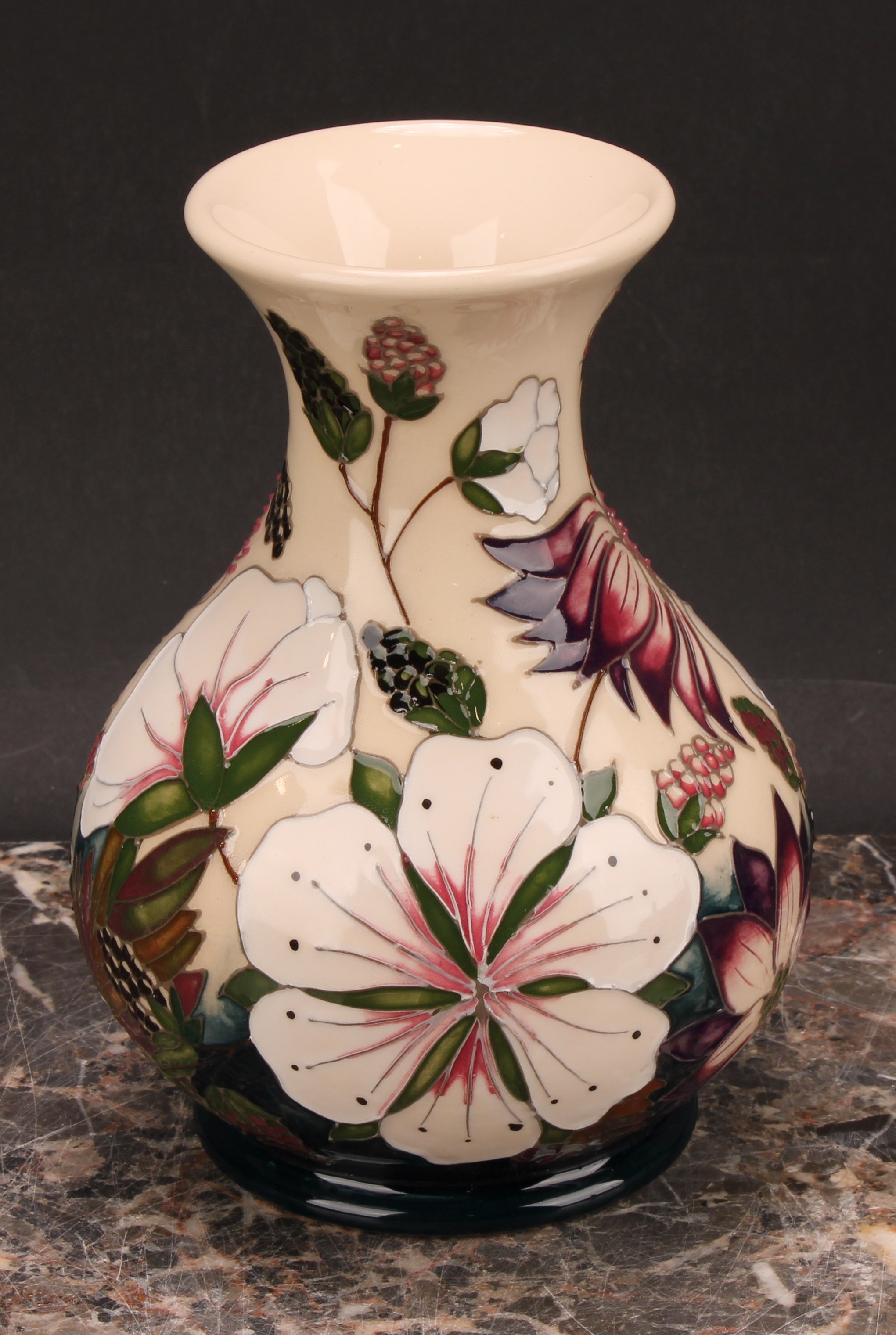 A contemporary Moorcroft Bramble Revisited pattern ovoid vase, 16cm high, impressed and painted - Image 3 of 5