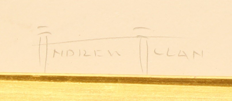Andrew Allan (1863 - 1942) The Parlour Guitar signed, silverpoint drawing, 33cm x 25cm - Image 3 of 4