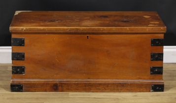 A late 19th century camphor primary sailor’s sea chest, hinged top, carry handles to sides,