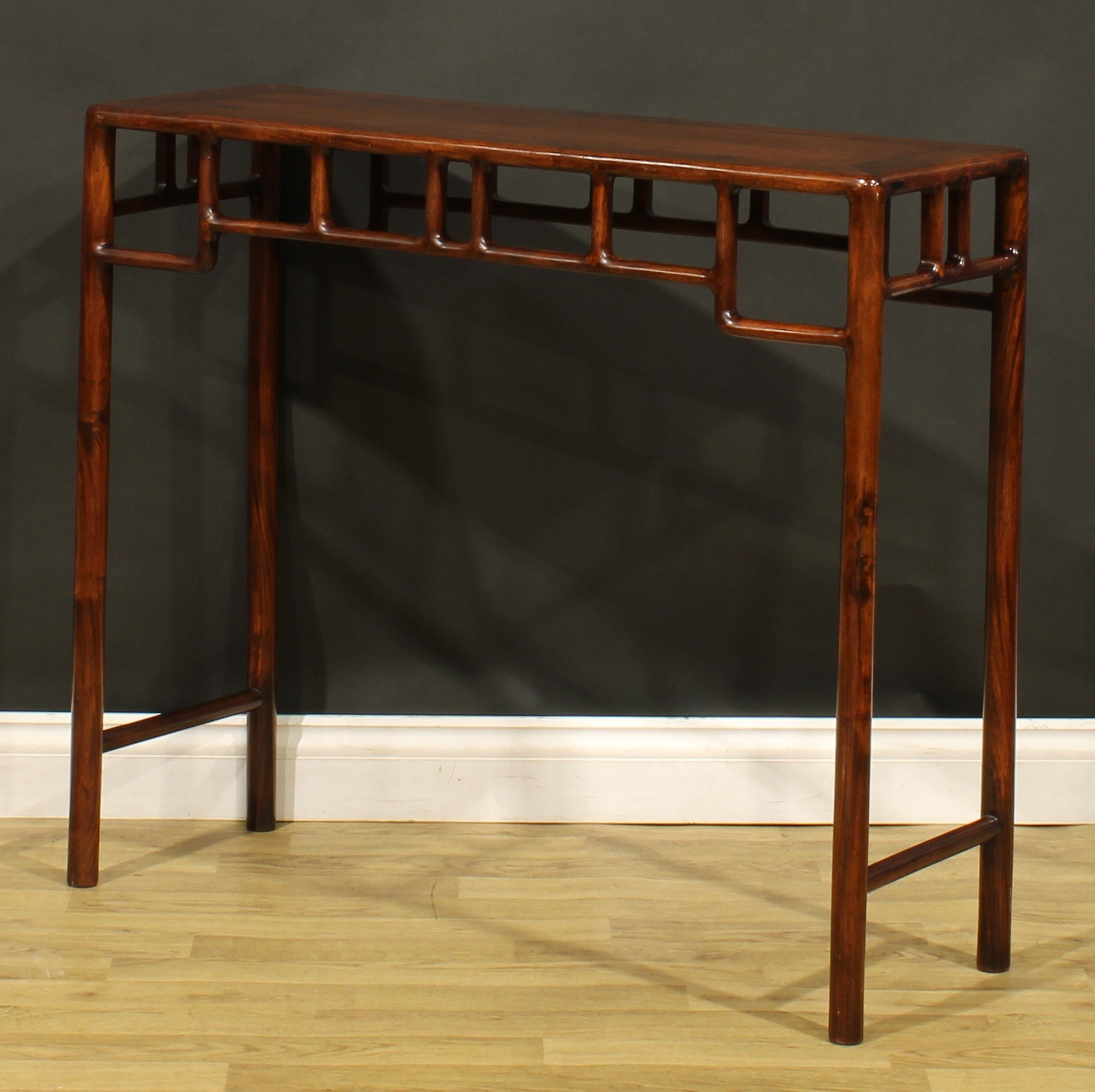 A Chinese hardwood side or altar table, of domestic proportions, rectangular top above a deep - Image 4 of 5
