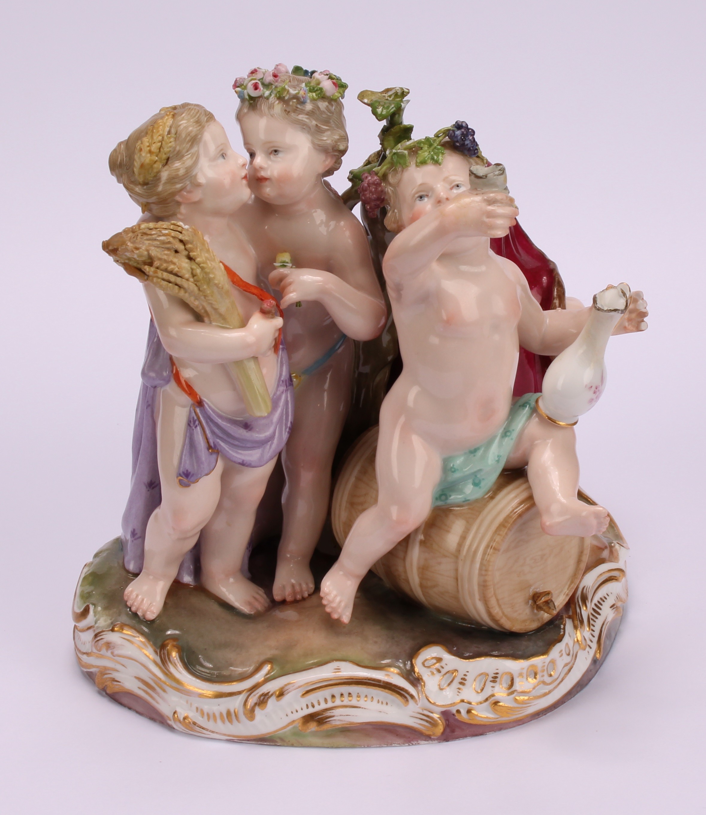 A Meissen figure group, The Four Seasons, as four revelling putto, each with symbols of the seasons, - Image 2 of 5