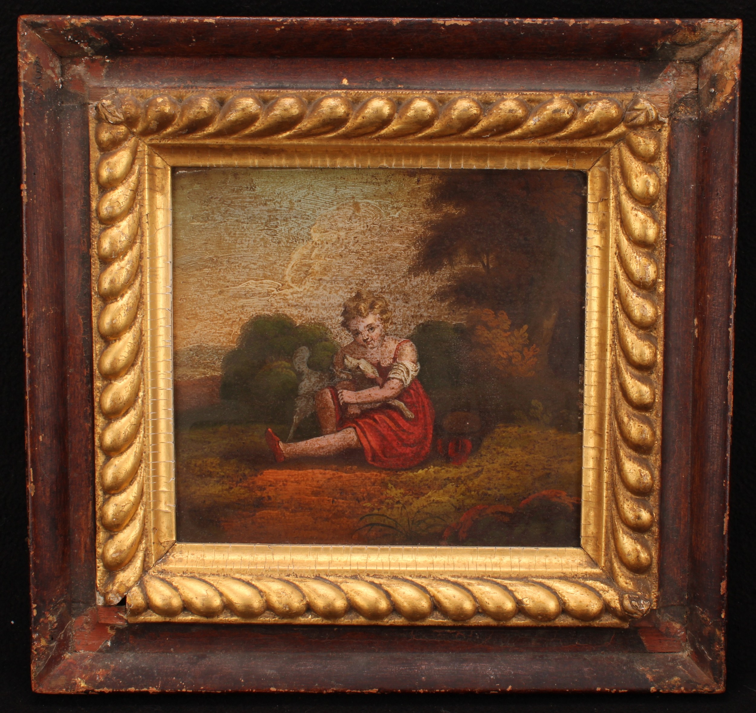 English School (19th century) The Best of Friends, oil on metal panel, 20cm x 21cm - Image 2 of 3