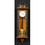 A 19th century walnut and ebonised Vienna regulator wall clock, 16cm enamel dial inscribed with