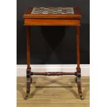 A 19th century mahogany and specimen marble games table, square top with moulded edge and inset