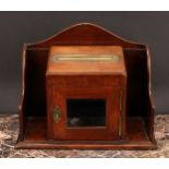 A Victorian oak country house post box, central brass aperture inscribed Letters, above a glazed