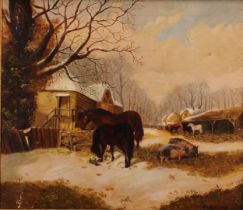 Edith A. Billington (19th century) Farmyard Friends, signed and dated 1880, oil on canvas, 49cm x