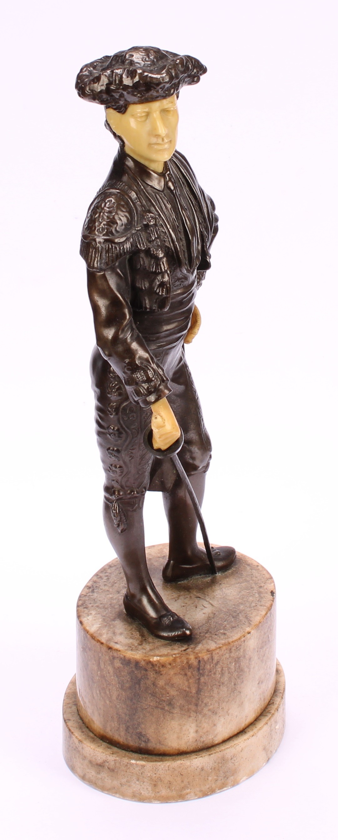 Continental School (second half 20th century), a patinated spelter Chryselephantine type figure, - Image 3 of 4