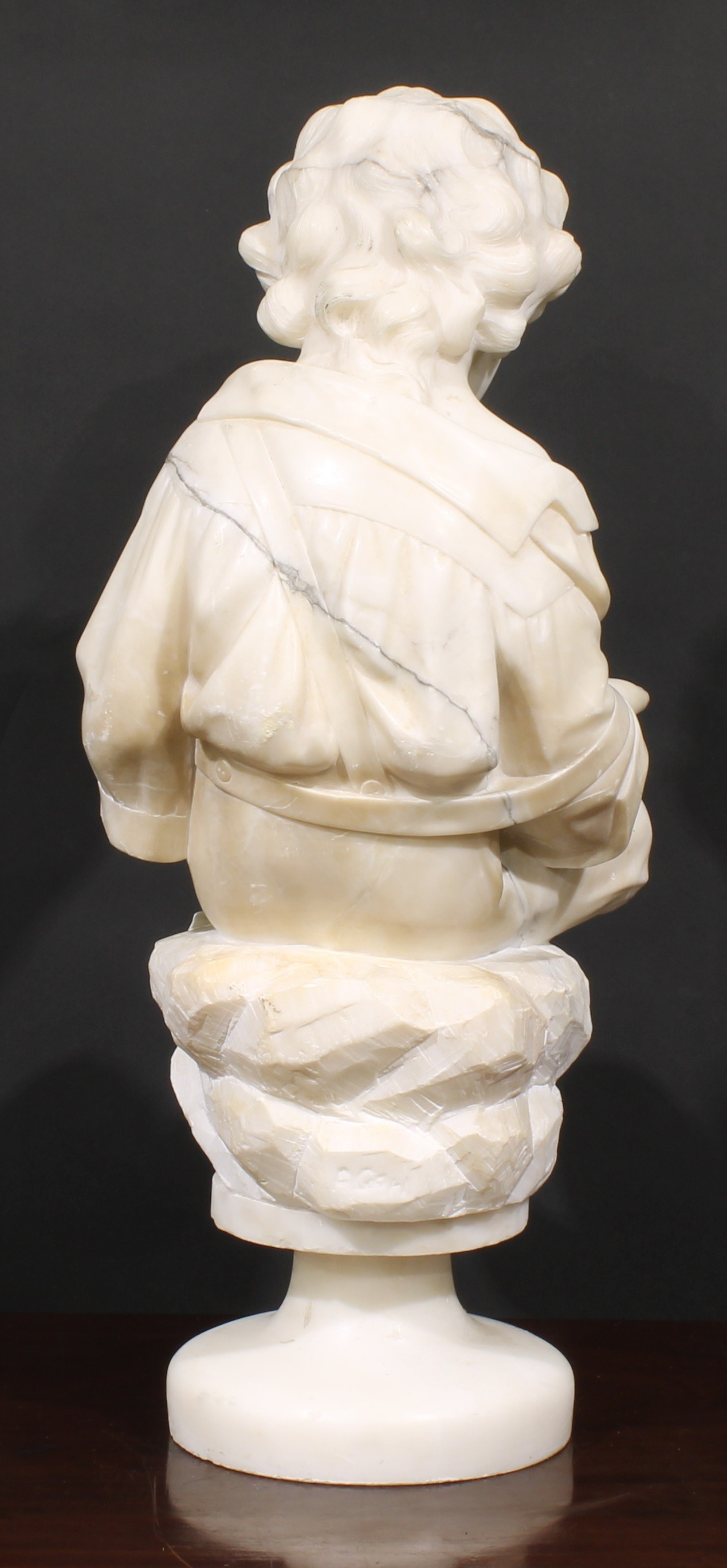 Italian School (19th century), a Carrara marble, The Hopeful Gaze, indistinctly signed, 65cm high - Image 3 of 3