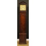 A mid-19th century Derbyshire oak servants’ hall longcase clock, 30.5cm square dial inscribed