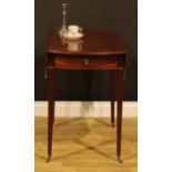 A ‘George III’ mahogany Pembroke table, oval top with fall leaves above a single frieze drawer,