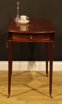 A ‘George III’ mahogany Pembroke table, oval top with fall leaves above a single frieze drawer,