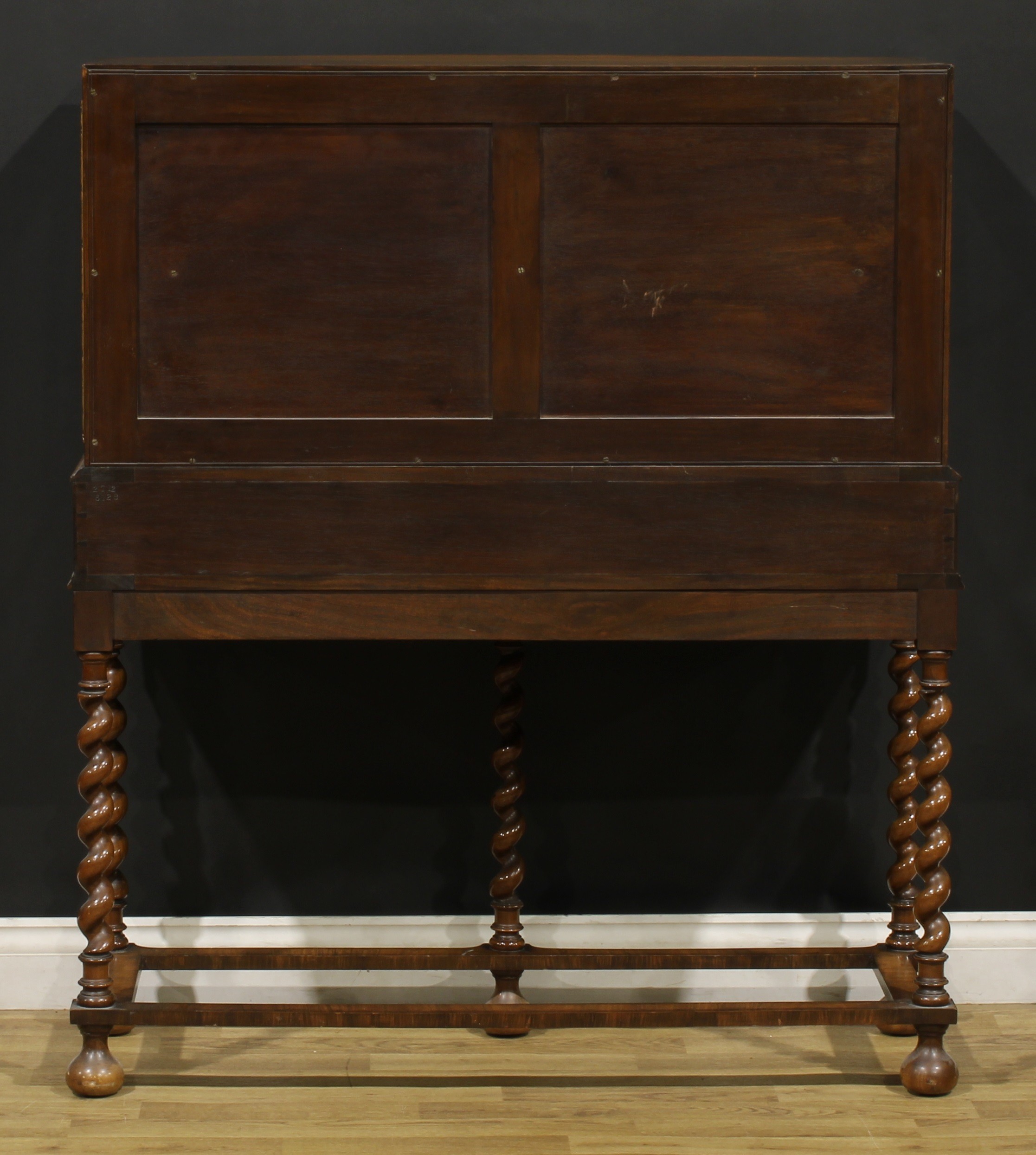 An early 20th century Queen Anne style walnut bookcase or display cabinet, by Hamptons, Pall Mall - Image 6 of 7