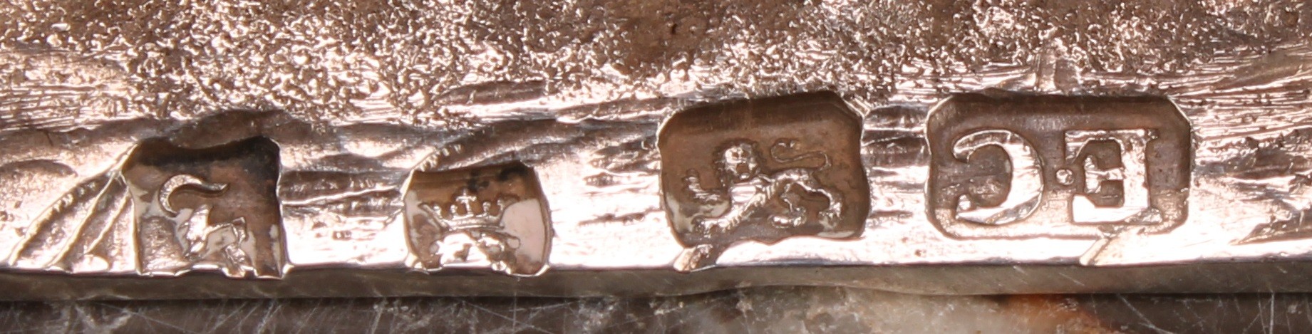 An early George III cast silver taperstick, knopped pillar, stepped square base with gadrooned - Image 4 of 4