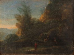 Dutch School (18th/19th century) Figures on a Path, oil on canvas, 21cm x 28cm