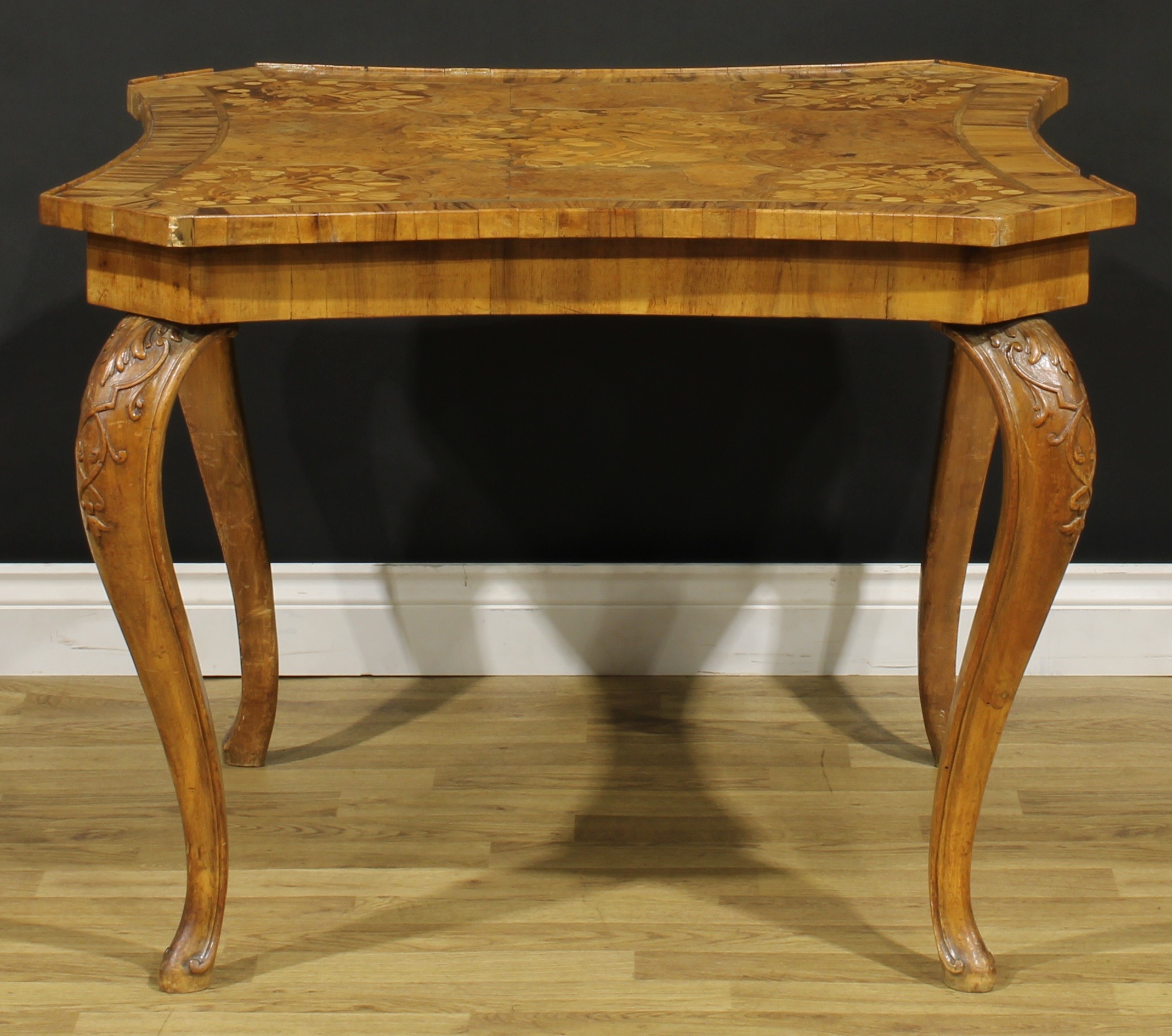 A pair of 19th century Italian Sorrento marquetry centre tables, each incurve canted square top - Image 2 of 9