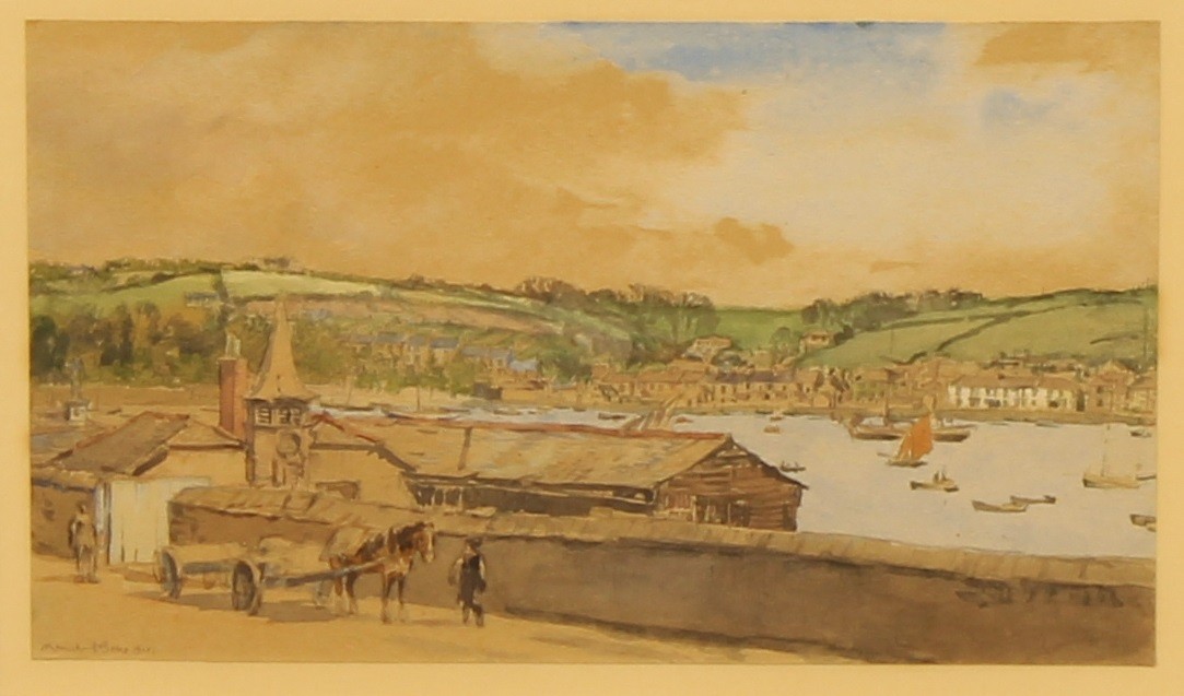 Sir David Muirhead Bone (1876 -1953) Flushing From Falmouth signed, dated 1910, watercolour, 19cm